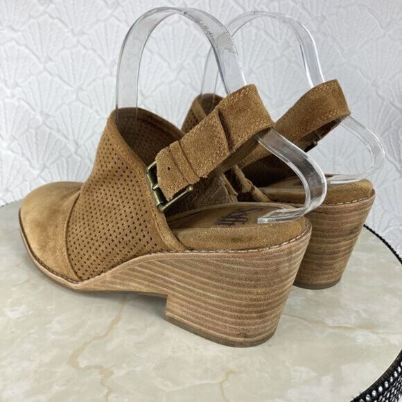 Sofft Slingback Heels Womens Size 9 Brown Suede Leather Sable Mule Wedge Clogs - Picture 7 of 13